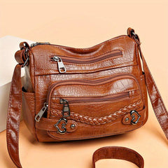 Crocodile Embossed Crossbody Bag Women's Pockets Purses