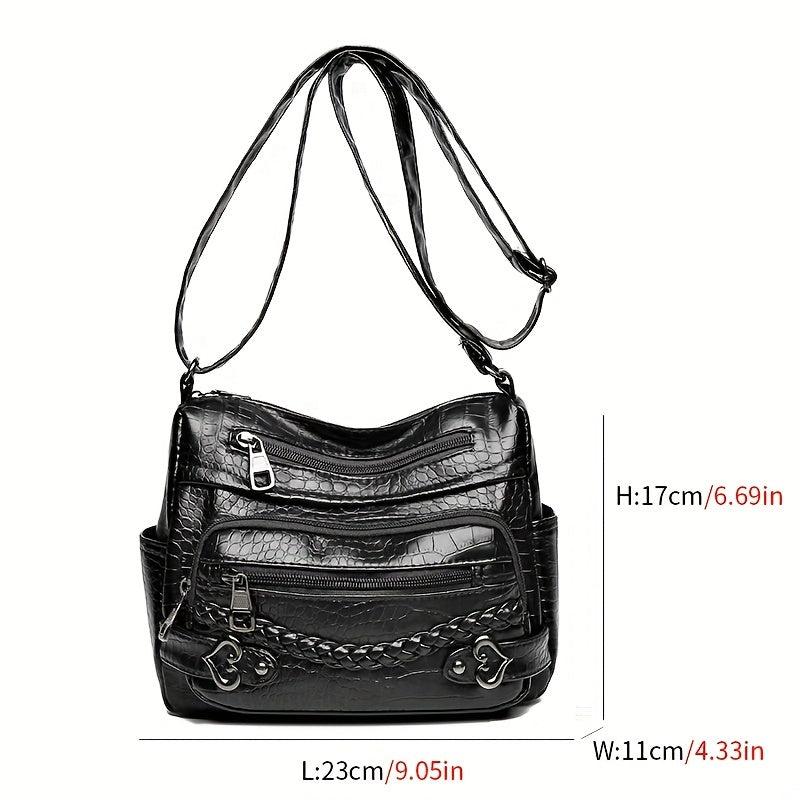 Crocodile Embossed Crossbody Bag Women's Pockets Purses