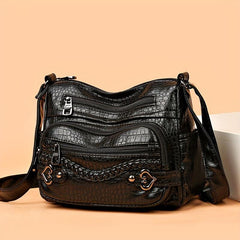 Crocodile Embossed Crossbody Bag Women's Pockets Purses
