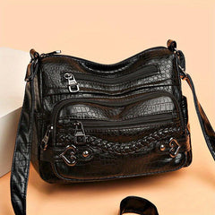 Crocodile Embossed Crossbody Bag Women's Pockets Purses