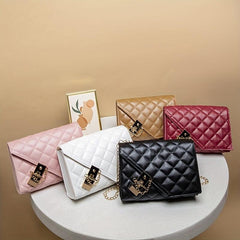 Embossed Argyle Crossbody Bag Chain Shoulder Mini Flap Bag