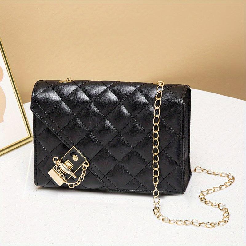 Embossed Argyle Crossbody Bag Chain Shoulder Mini Flap Bag