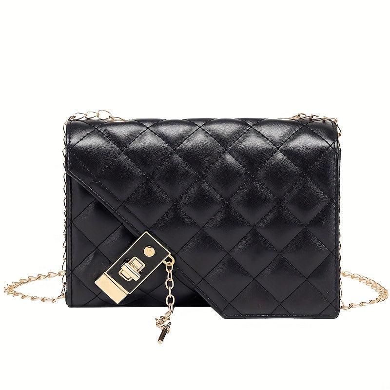 Embossed Argyle Crossbody Bag Chain Shoulder Mini Flap Bag