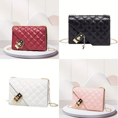 Embossed Argyle Crossbody Bag Chain Shoulder Mini Flap Bag
