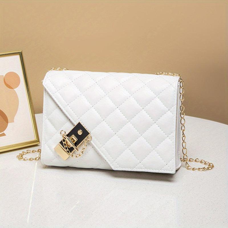 Embossed Argyle Crossbody Bag Chain Shoulder Mini Flap Bag