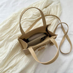 Boho Style Straw Woven Crossbody Bag for Travel Vacation