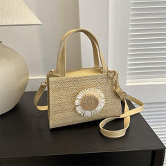 Boho Style Straw Woven Crossbody Bag for Travel Vacation