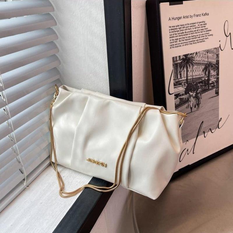 Ruched Shoulder Bag Classic Chain All Match Bag For Women