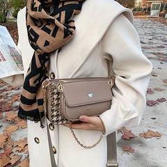 Houndstooth Shoulder Bag Crossbody Chain Strap & Mini Purse