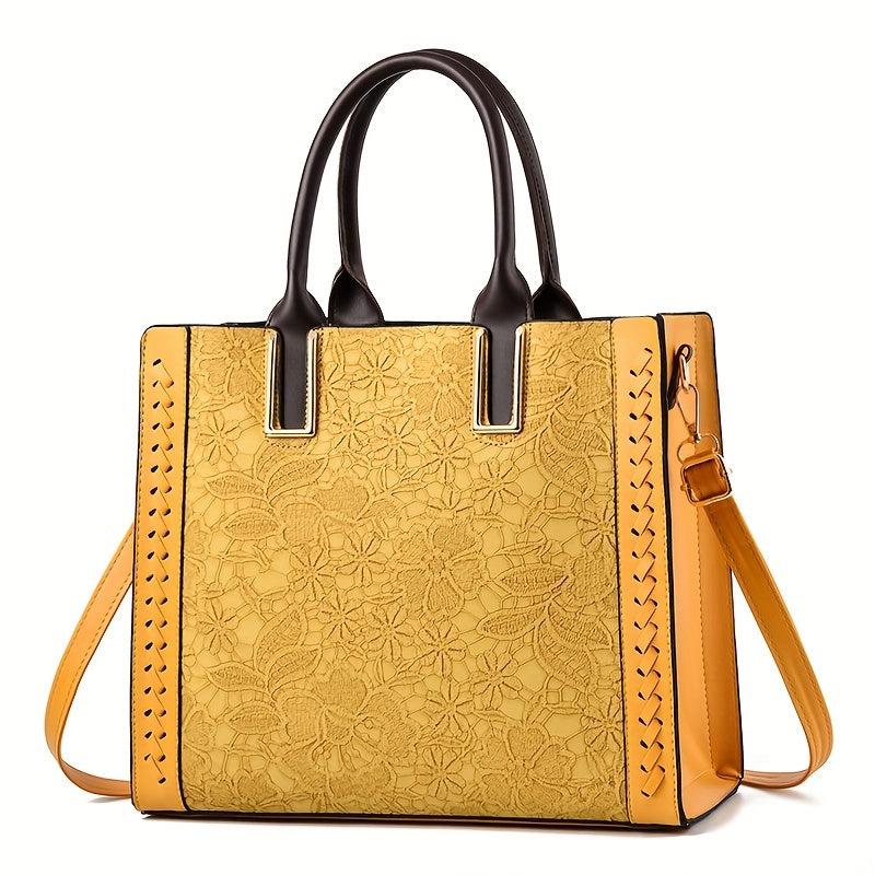 Floral Jacquard Tote Bag Crossbody Satchel Purse