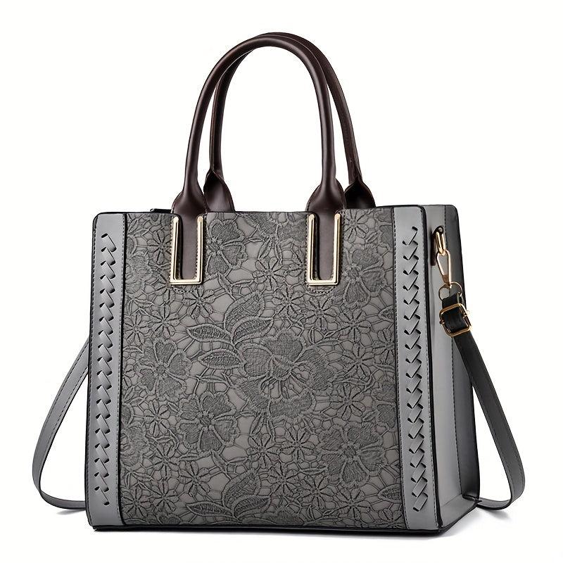 Floral Jacquard Tote Bag Crossbody Satchel Purse