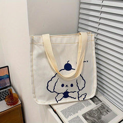 Cartoon Print Canvas Shoulder Bag - Japanese Style Tote Bag