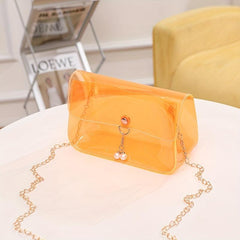 Faux Pearl Decor Shoulder Bag PVC Crossbody Bag