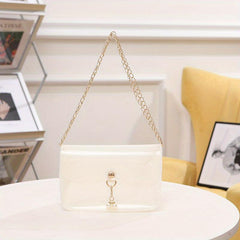 Faux Pearl Decor Shoulder Bag PVC Crossbody Bag
