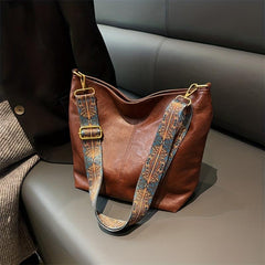Geometric Strap Shoulder Bag Retro Style Crossbody Bag PU Leather Hobo Bag