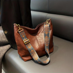 Geometric Strap Shoulder Bag Retro Style Crossbody Bag PU Leather Hobo Bag