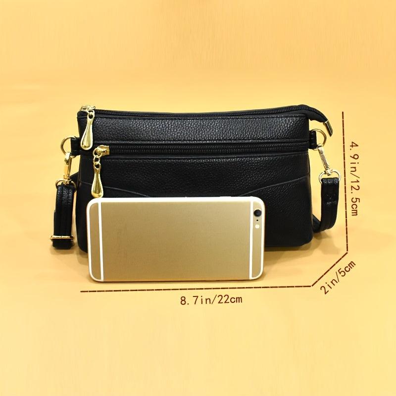 Litchi Pattern Crossbody Bag Faux Leather Shoulder Purse