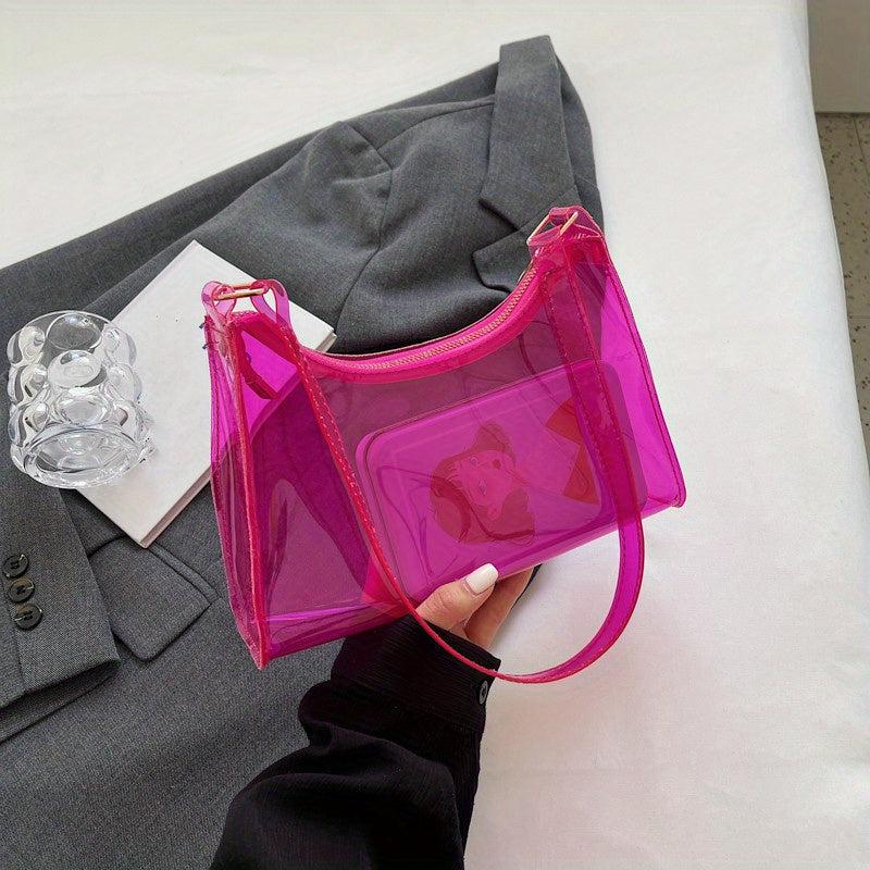 Transparent Jelly Bag All Match Baguette Zipper Bag