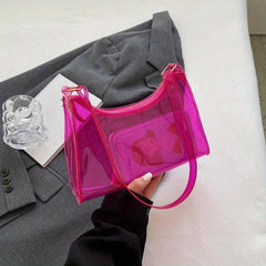 Transparent Jelly Bag All Match Baguette Zipper Bag