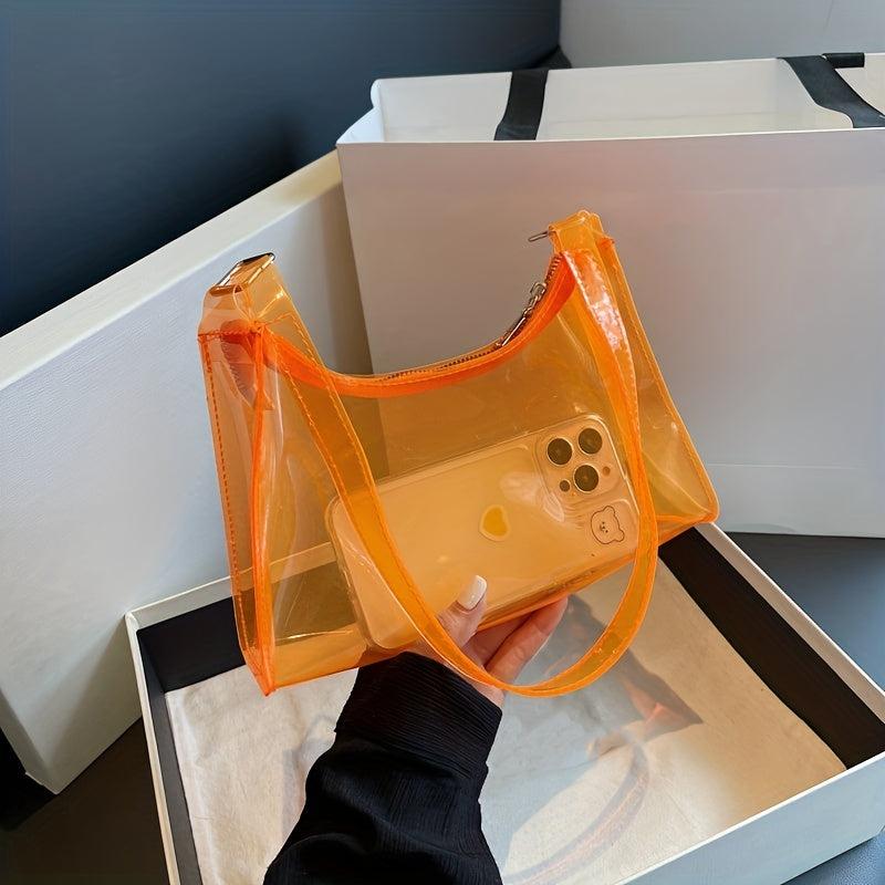 Transparent Jelly Bag All Match Baguette Zipper Bag