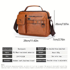 Vintage Faux Leather Business Crossbody Bag