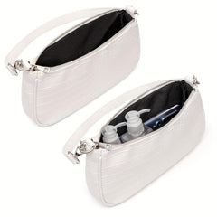 Crocodile Pattern Baguette Bag Chain Handbag Women's PU Shoulder Purse