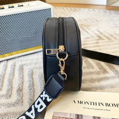 Embroidery Camera Crossbody Bag Small Square Purse Zipper Shoulder Faux Leather
