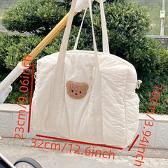 Bear Decor Large Capacity Mommy Tote Bag Lightweight Shoulder Shopping Bag