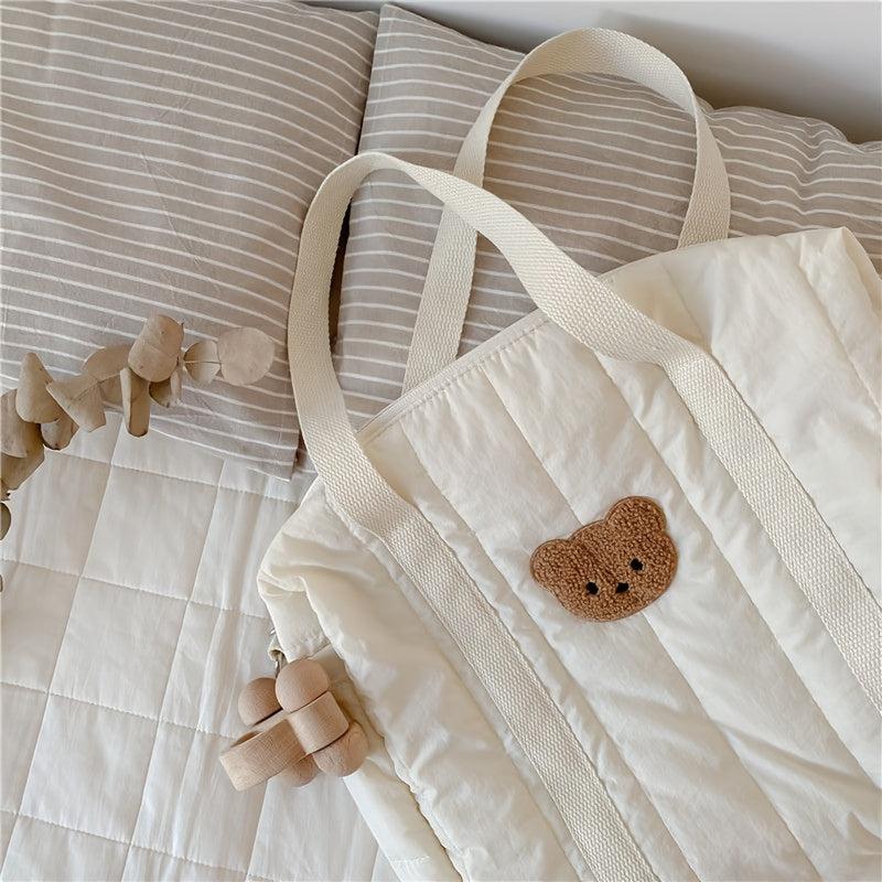 Bear Decor Large Capacity Mommy Tote Bag Lightweight Shoulder Shopping Bag