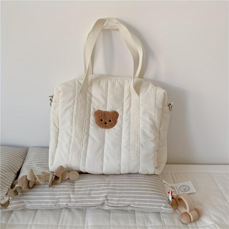 Bear Decor Large Capacity Mommy Tote Bag Lightweight Shoulder Shopping Bag