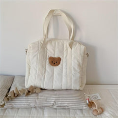 Bear Decor Large Capacity Mommy Tote Bag Lightweight Shoulder Shopping Bag
