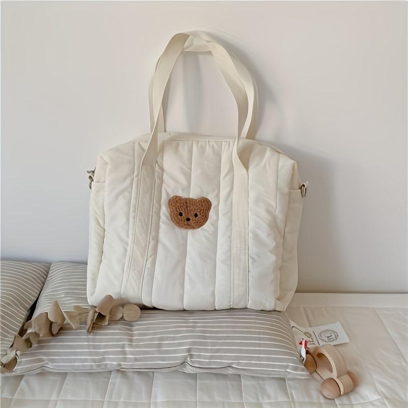 Bear Decor Large Capacity Mommy Tote Bag Lightweight Shoulder Shopping Bag