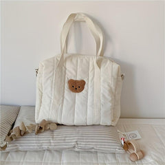 Bear Decor Large Capacity Mommy Tote Bag Lightweight Shoulder Shopping Bag