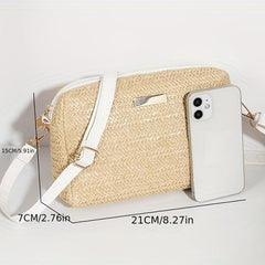 Straw Woven Crossbody Bag Summer Beach Handbag