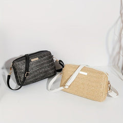 Straw Woven Crossbody Bag Summer Beach Handbag