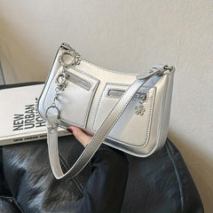Vintage Chain Baguette Bag Y2K Motorcycle Bag