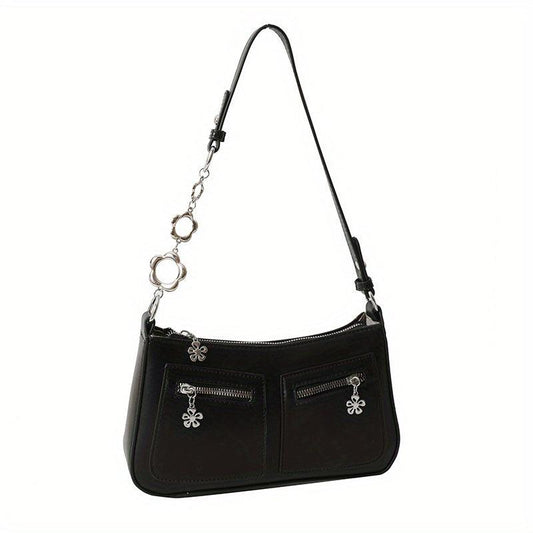 Vintage Chain Baguette Bag Y2K Motorcycle Bag