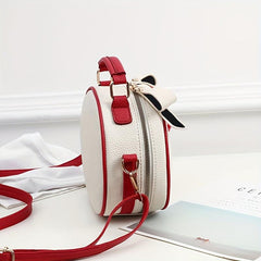 Mini Cherry Decor Crossbody Bag PU Leather Handbag Round Shoulder Purse