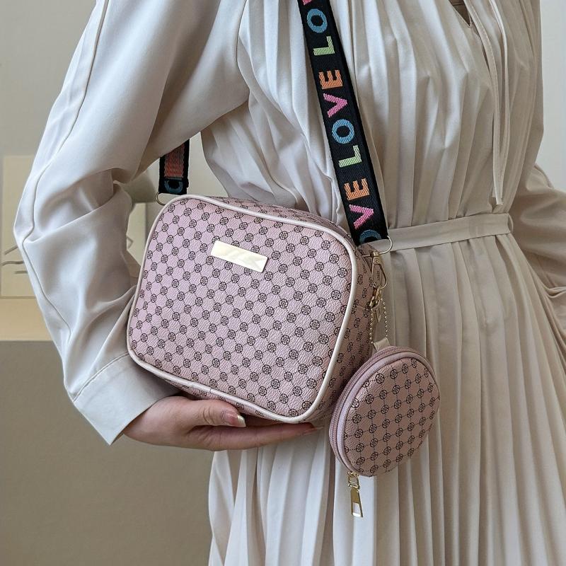 Polka Dot Print Crossbody Bag Set with Coin Purse