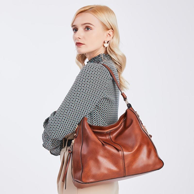Faux Leather Shoulder Bag Large Crossbody Handbag