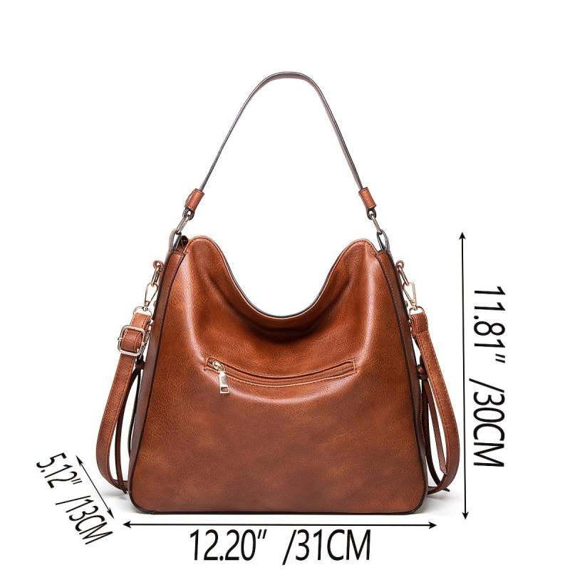 Faux Leather Shoulder Bag Large Crossbody Handbag