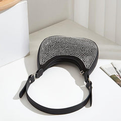 Rhinestone Zipper Hand Hobo Bag - Stylish Satchel Purse