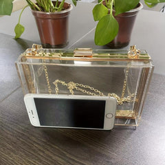 Clear Acrylic Evening Clutch Bag Transparent Square Box Bag