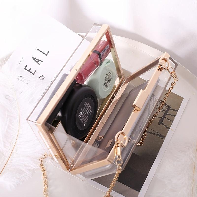 Clear Acrylic Evening Clutch Bag Transparent Square Box Bag