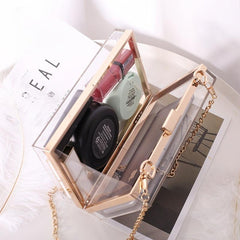 Clear Acrylic Evening Clutch Bag Transparent Square Box Bag