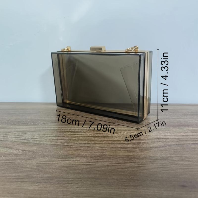 Clear Acrylic Evening Clutch Bag Transparent Square Box Bag