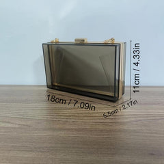 Clear Acrylic Evening Clutch Bag Transparent Square Box Bag