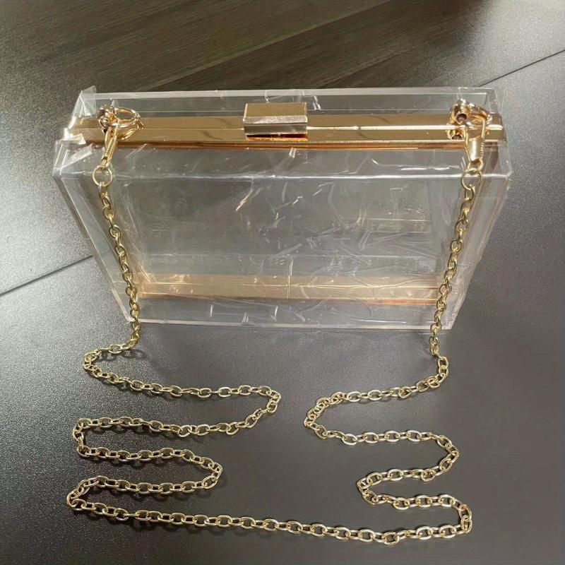 Clear Acrylic Evening Clutch Bag Transparent Square Box Bag