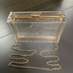 Clear Acrylic Evening Clutch Bag Transparent Square Box Bag