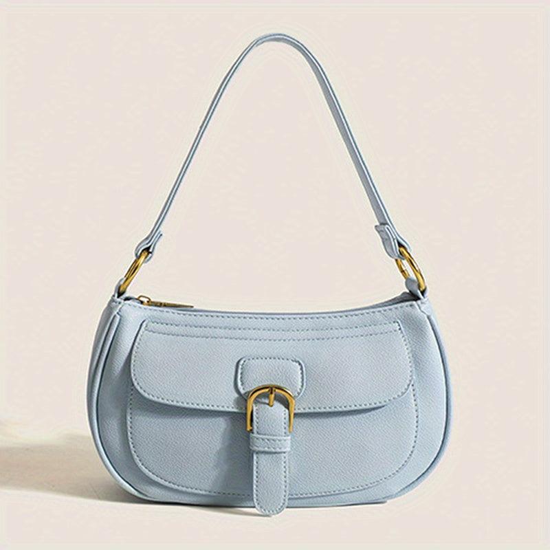 Versatile Shoulder Bag Zipper Faux Leather Handbag